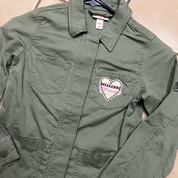 Girls Cat & Jack Army Military Khaki Jacket - Picture 2 of 4